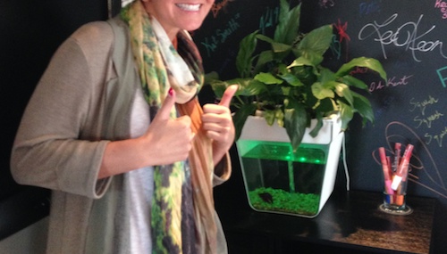 Sarah from Freshgrade thumbs up to Aquaponics